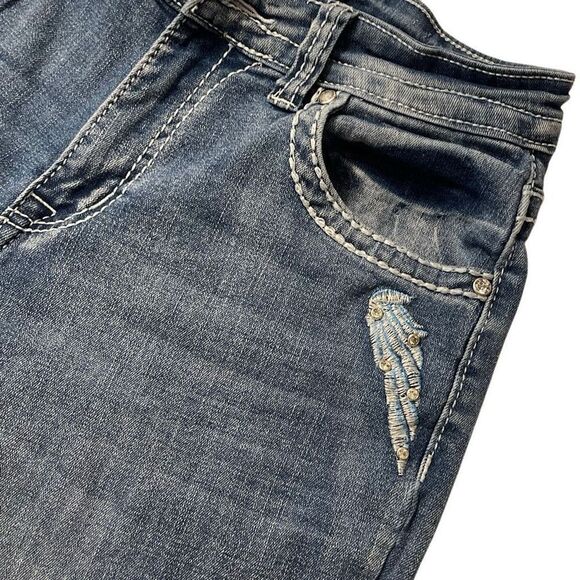 SKY Ladie’s Classic Pocket Bling Bootcut Jeans - Picture 4 of 12